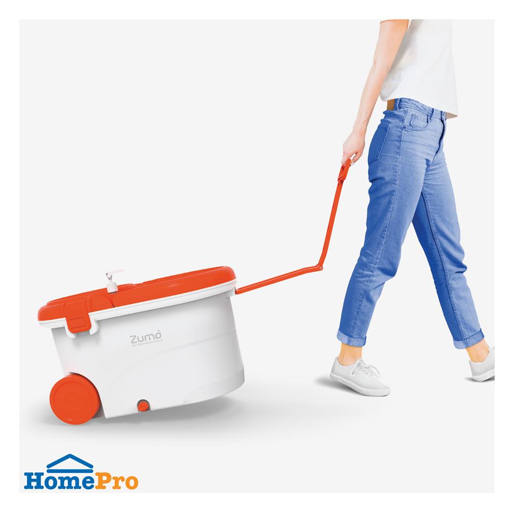 ชุดอุปกรณ์ถังปั่นพร้อมไม้ม็อบ ZUMO ZM01 สีขาว/ส้ม