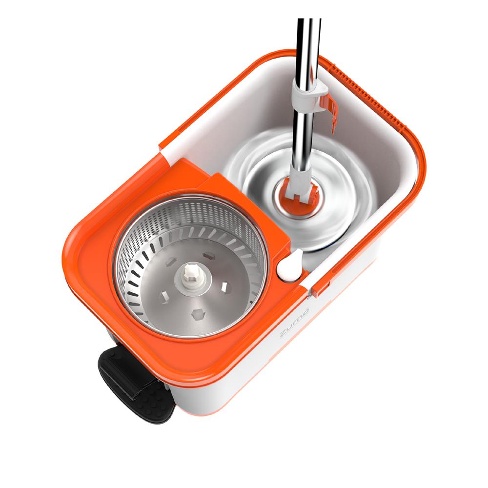 ชุดอุปกรณ์ถังปั่นพร้อมไม้ม็อบ ZUMO DOUBLE POWER ZM02 สีขาว/ส้ม