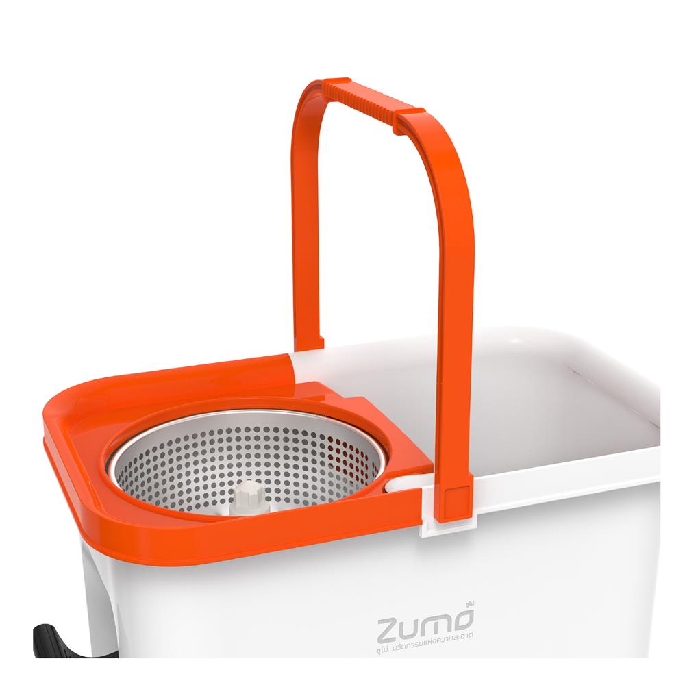 ชุดอุปกรณ์ถังปั่นพร้อมไม้ม็อบ ZUMO DOUBLE POWER ZM02 สีขาว/ส้ม