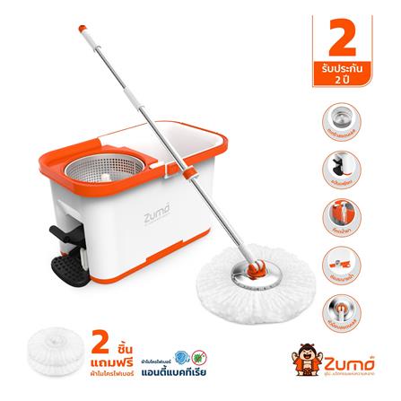 ชุดอุปกรณ์ถังปั่นพร้อมไม้ม็อบ ZUMO DOUBLE POWER ZM02 สีขาว/ส้ม_6