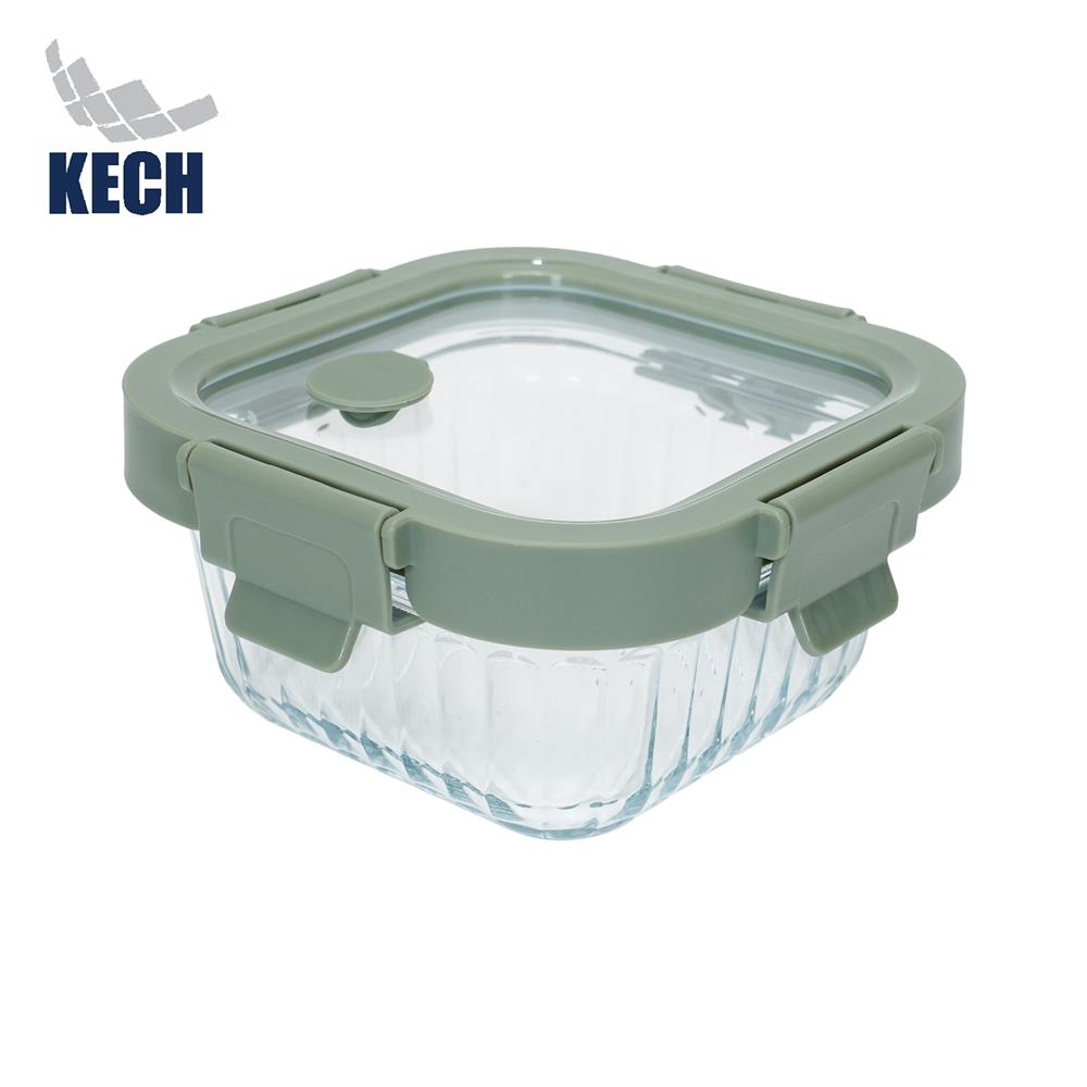 กล่องอาหารแก้วเหลี่ยม KECH RENA 0.32 ลิตร สีเทา_0