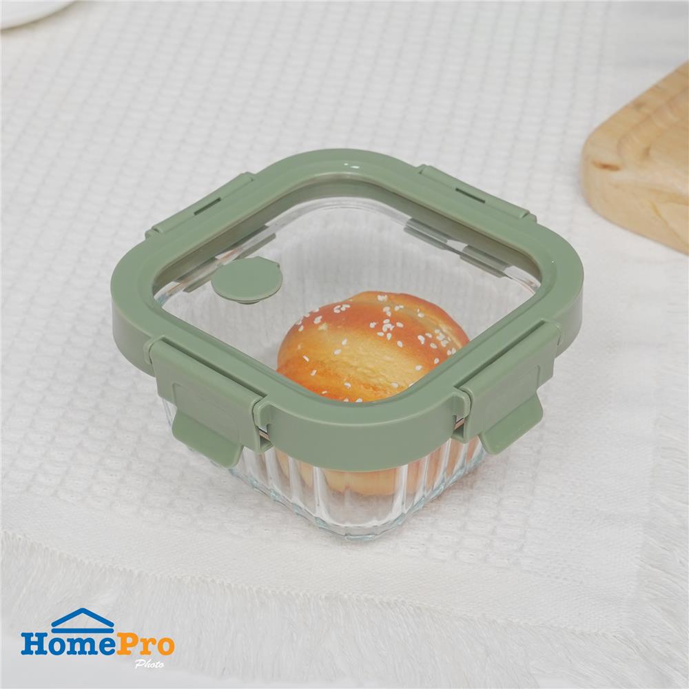 กล่องอาหารแก้วเหลี่ยม KECH RENA 0.32 ลิตร สีเทา