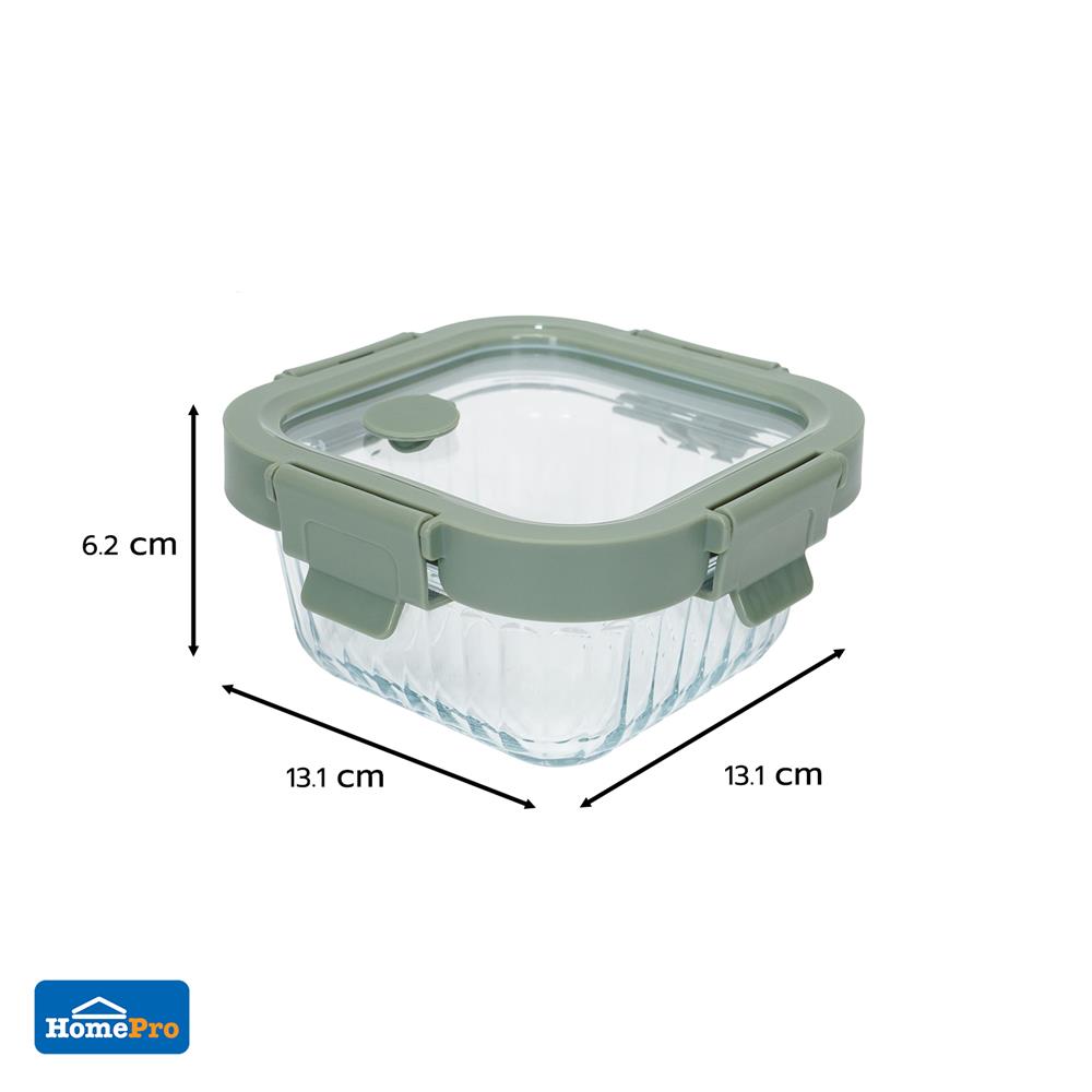 กล่องอาหารแก้วเหลี่ยม KECH RENA 0.32 ลิตร สีเทา