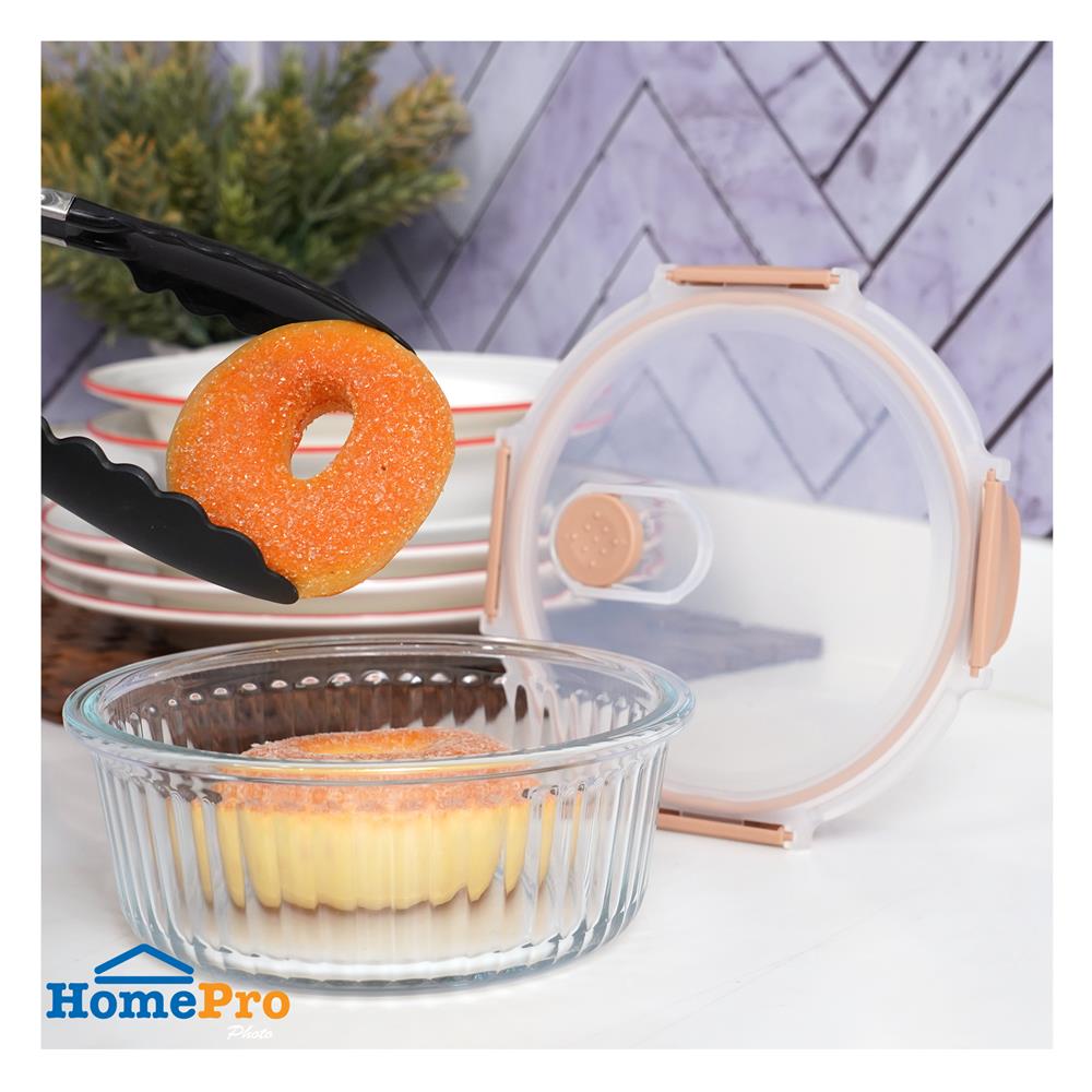 กล่องอาหารแก้วกลม KECH RUSSELL 0.95 ลิตร สีพีช