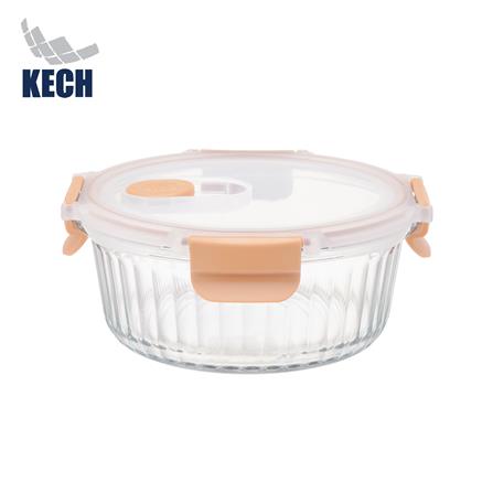 กล่องอาหารแก้วกลม KECH RUSSELL 0.95 ลิตร สีพีช_0