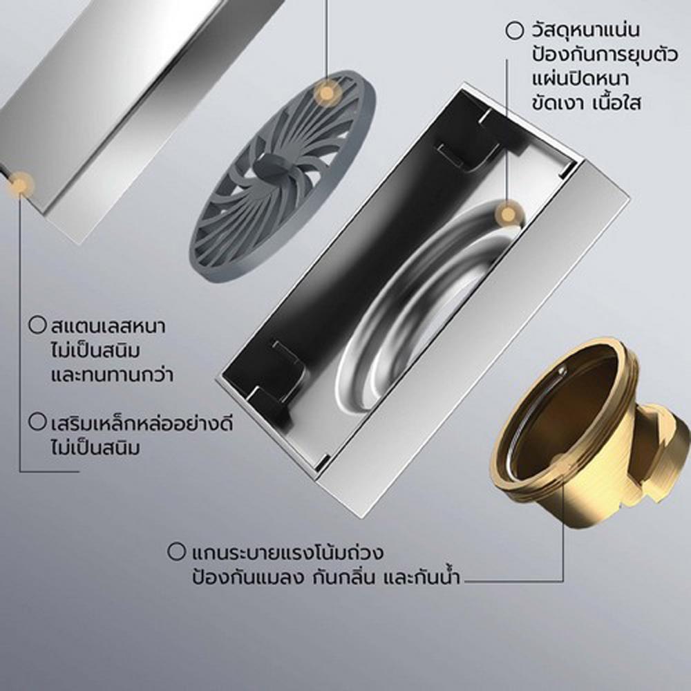 ตะแกรงกันกลิ่นเหลี่ยม CASSA CM0041 10 ซม. สีเงินเงา