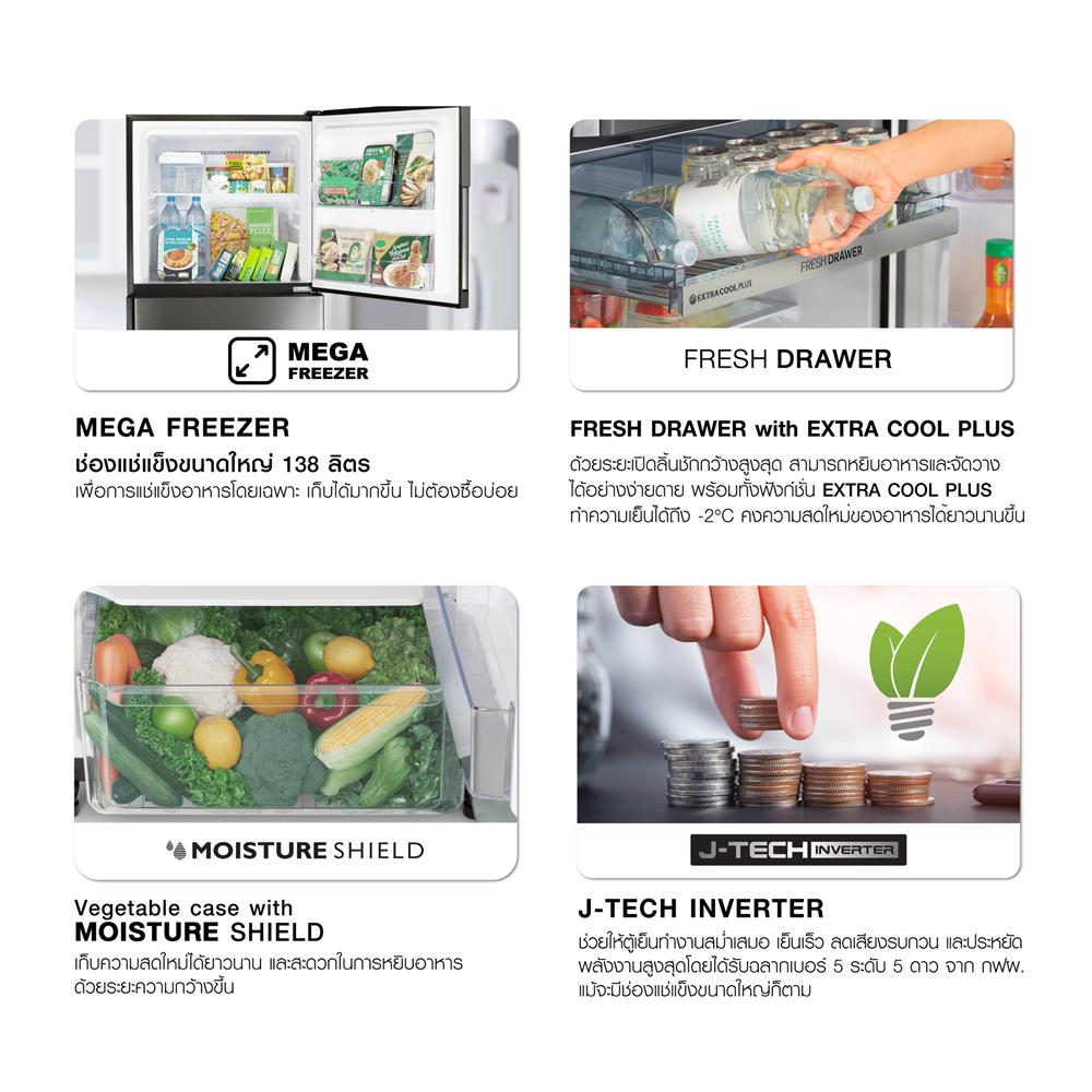 ตู้เย็น 2 ประตู SHARP SJ-XP500TP-DK 16.6 คิว สีเทา