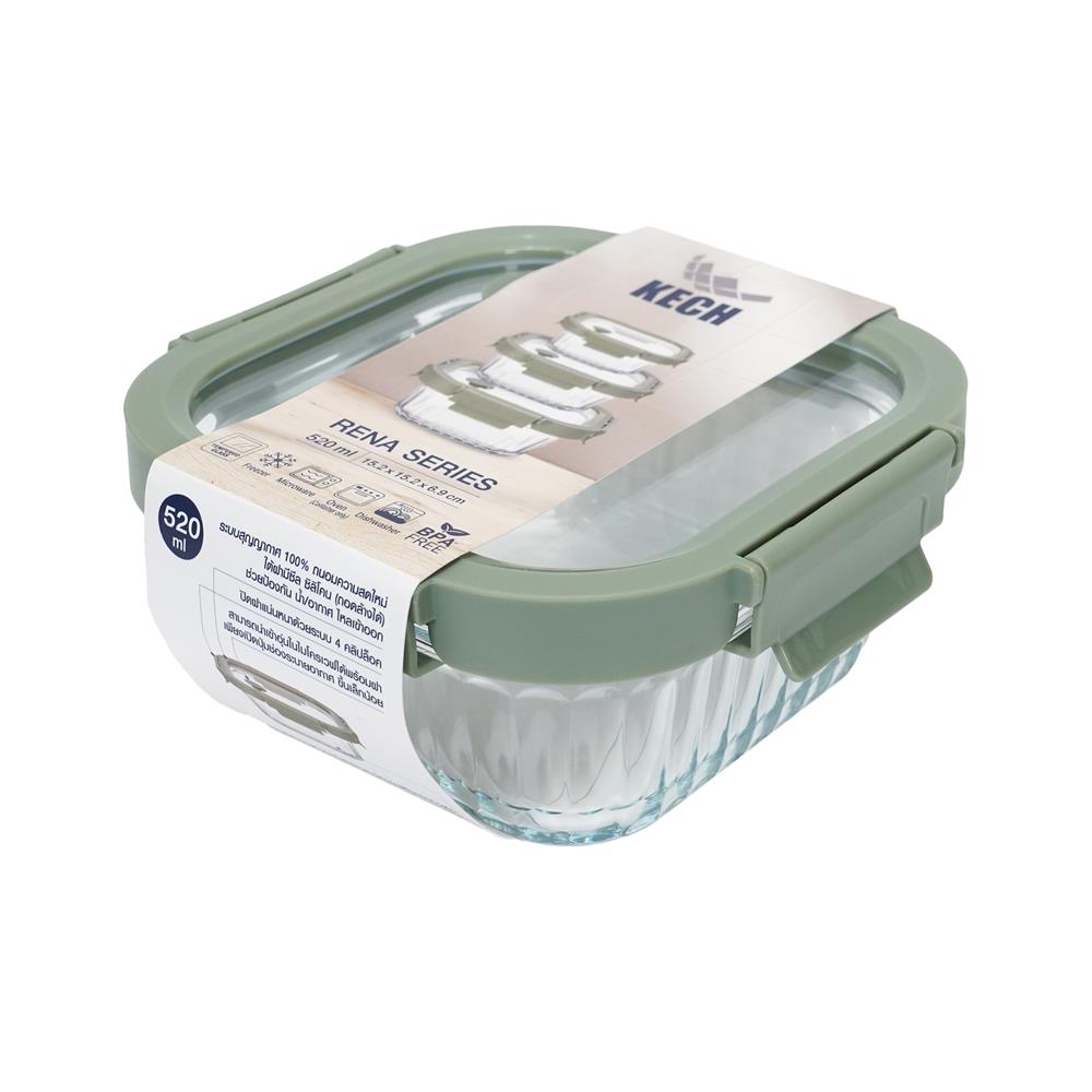 กล่องอาหารแก้วเหลี่ยม KECH RENA 0.52 ลิตร สีเทา
