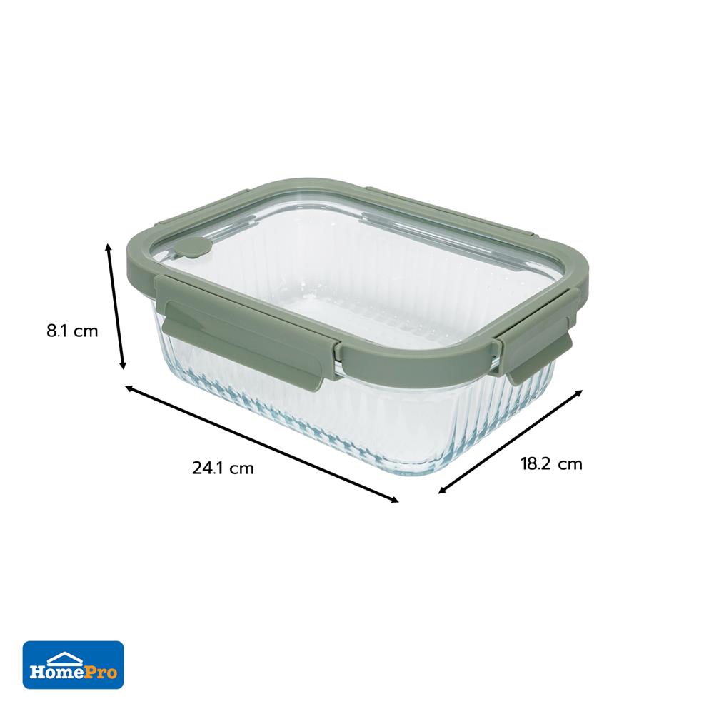 กล่องอาหารแก้วเหลี่ยม KECH RENA 1.52 ลิตร สีเทา