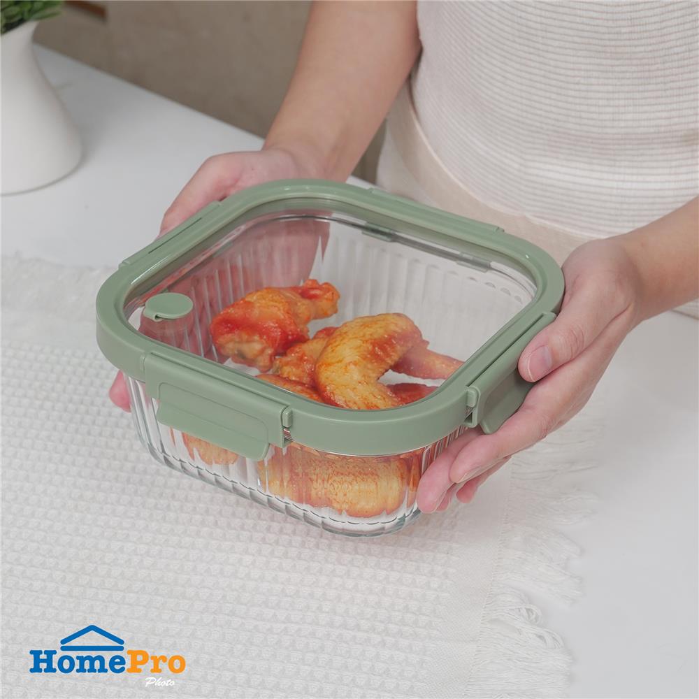 กล่องอาหารแก้วเหลี่ยม KECH RENA 1.1 ลิตร สีเทา