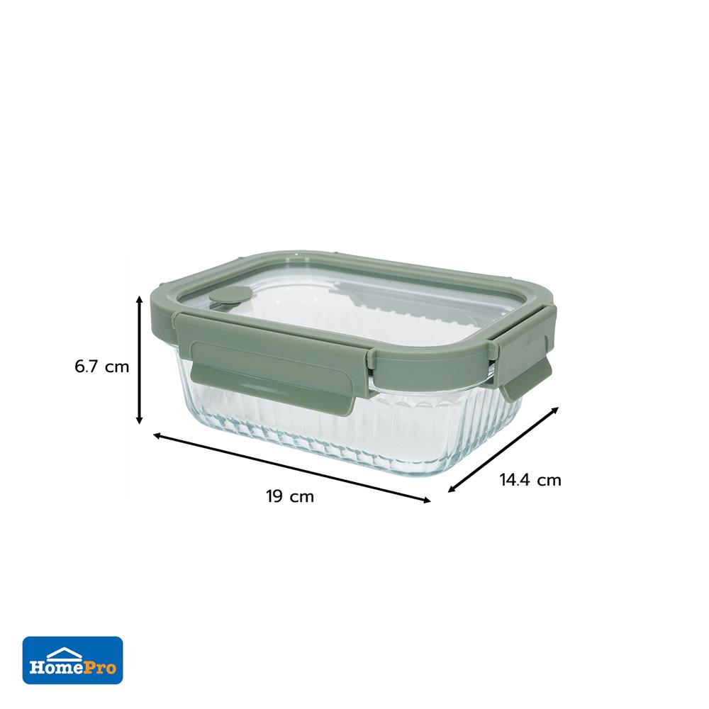 กล่องอาหารแก้วเหลี่ยม KECH RENA 0.64 ลิตร สีเทา
