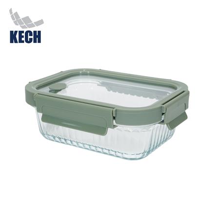 กล่องอาหารแก้วเหลี่ยม KECH RENA 0.64 ลิตร สีเทา_0
