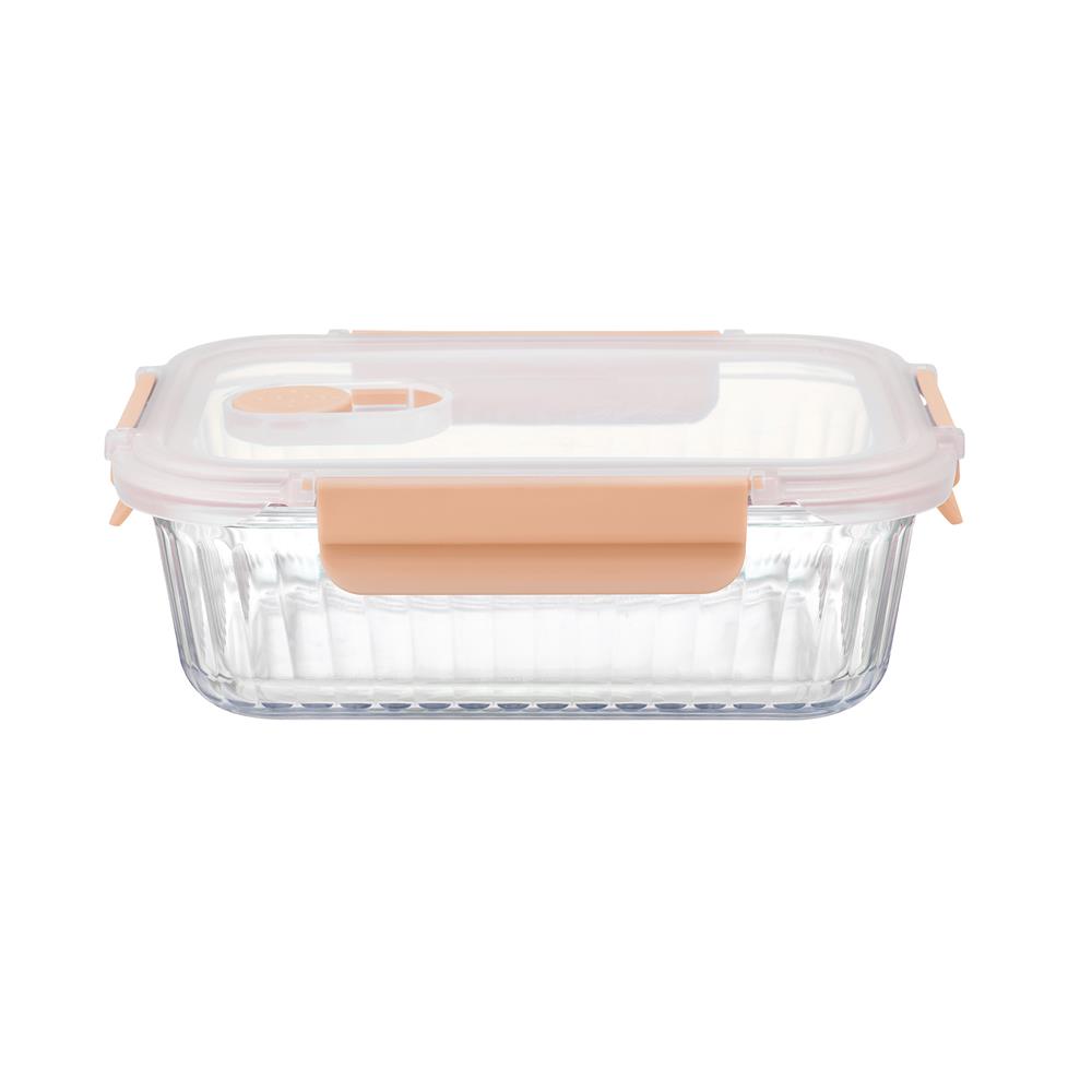 กล่องอาหารแก้วเหลี่ยม KECH RUSSELL 1.05 ลิตร สีพีช