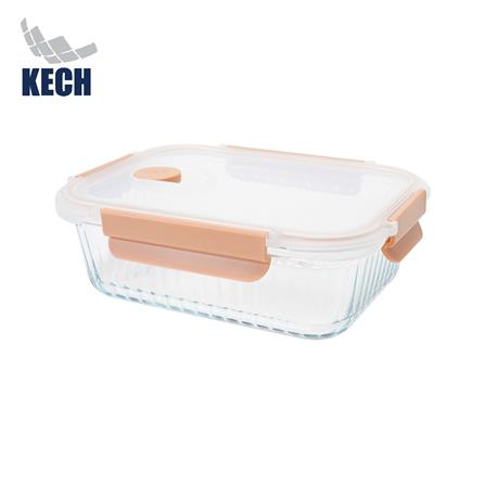 กล่องอาหารแก้วเหลี่ยม KECH RUSSELL 1.05 ลิตร สีพีช_0