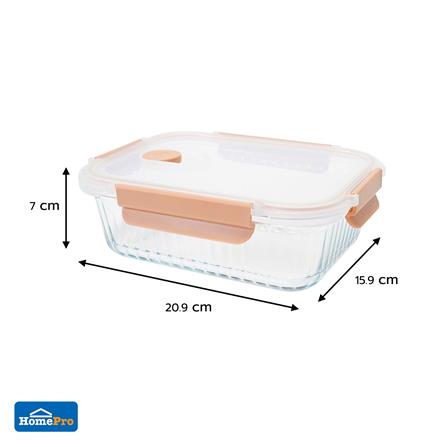 กล่องอาหารแก้วเหลี่ยม KECH RUSSELL 1.05 ลิตร สีพีช_6