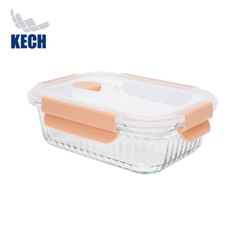 กล่องอาหารแก้วเหลี่ยม KECH RUSSELL 0.64 ลิตร สีพีช