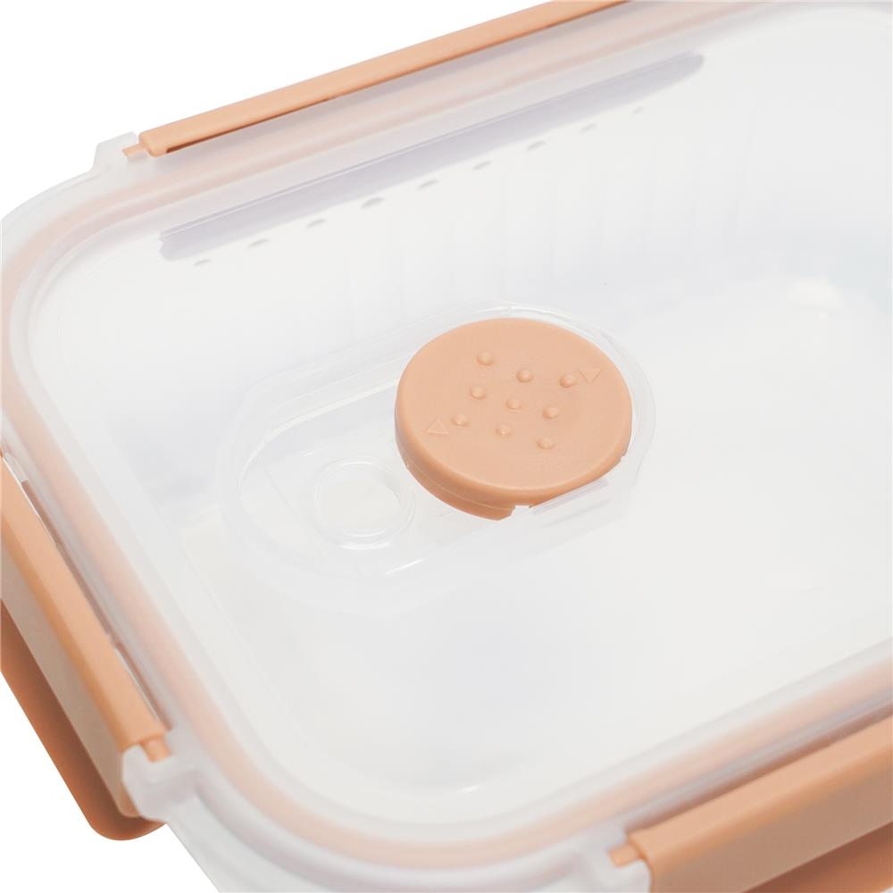 กล่องอาหารแก้วเหลี่ยม KECH RUSSELL 0.64 ลิตร สีพีช