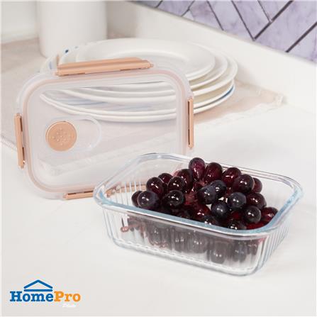 กล่องอาหารแก้วเหลี่ยม KECH RUSSELL 0.64 ลิตร สีพีช_5