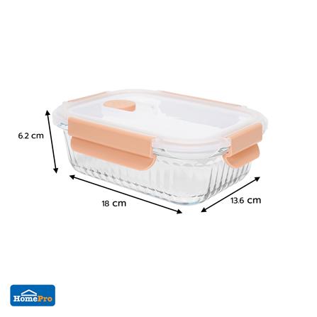 กล่องอาหารแก้วเหลี่ยม KECH RUSSELL 0.64 ลิตร สีพีช_6