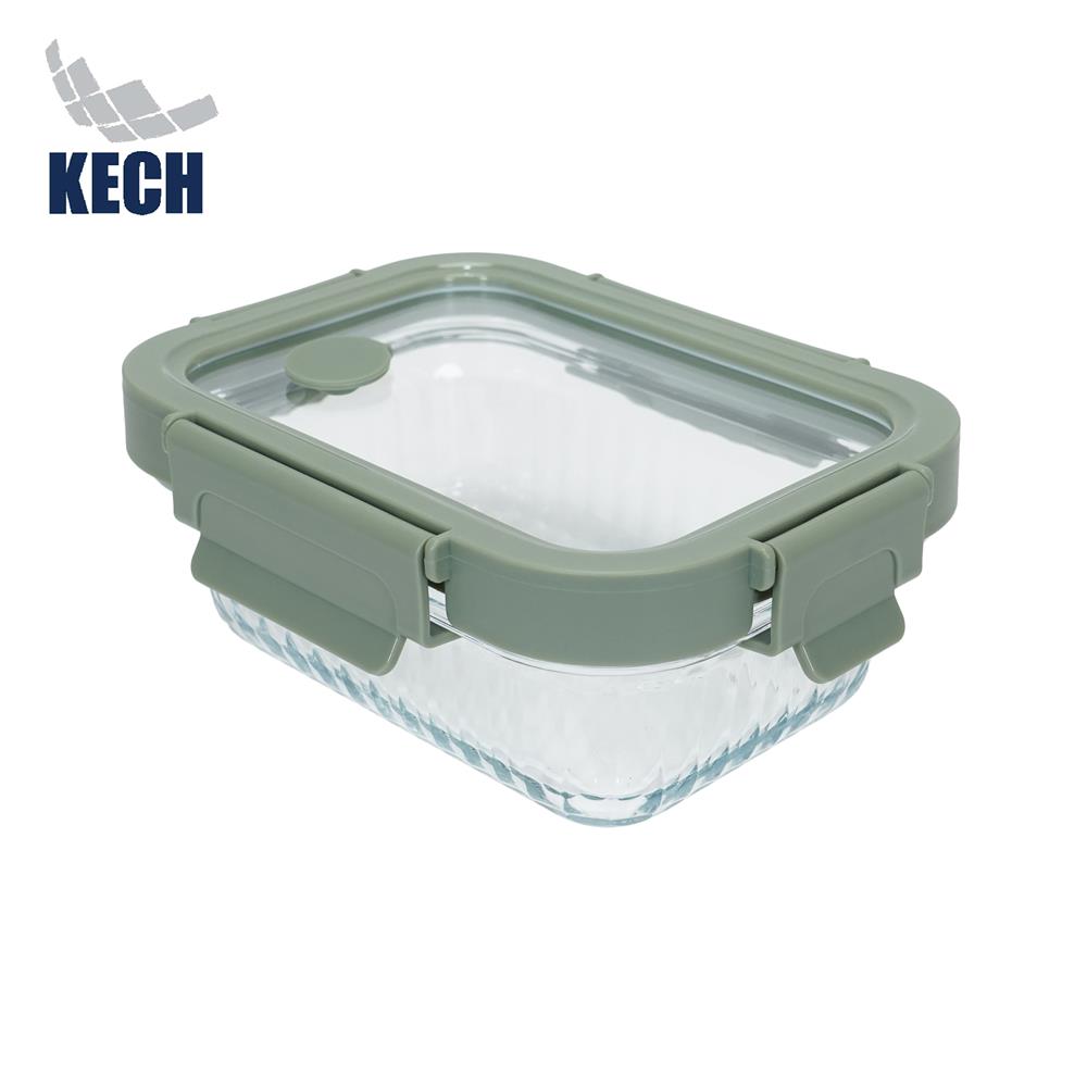 กล่องอาหารแก้วเหลี่ยม KECH RENA 0.37 ลิตร สีเทา