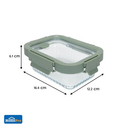 กล่องอาหารแก้วเหลี่ยม KECH RENA 0.37 ลิตร สีเทา_6