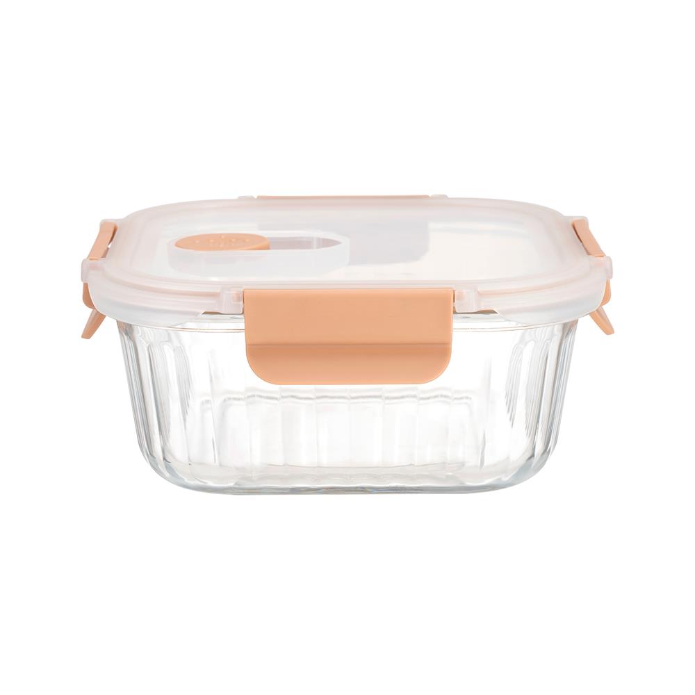 กล่องอาหารแก้วเหลี่ยม KECH RUSSELL 0.52 ลิตร สีพีช