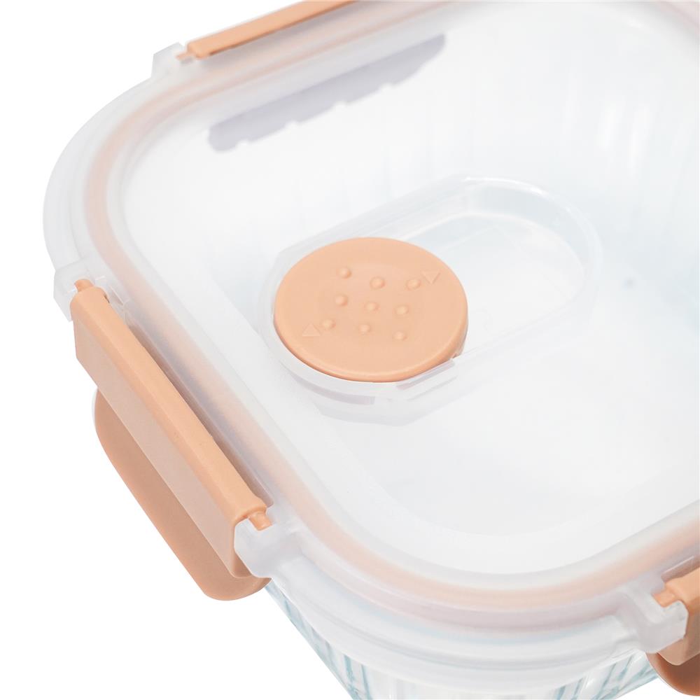 กล่องอาหารแก้วเหลี่ยม KECH RUSSELL 0.52 ลิตร สีพีช