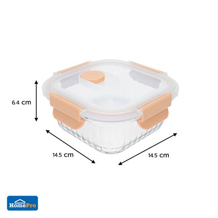 กล่องอาหารแก้วเหลี่ยม KECH RUSSELL 0.52 ลิตร สีพีช_6