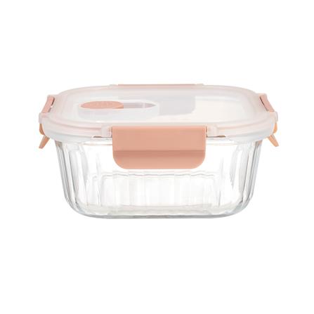 กล่องอาหารแก้วเหลี่ยม KECH RUSSELL 0.32 ลิตร สี่พีช_1