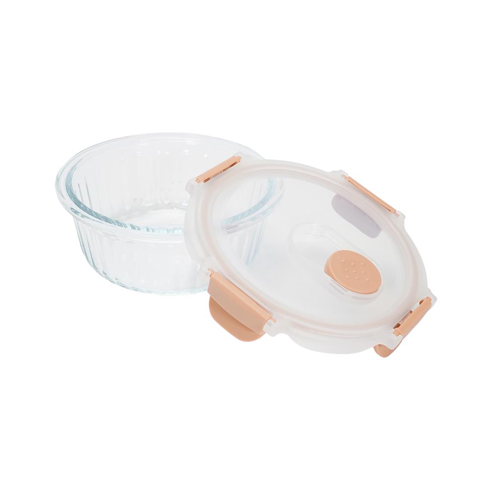 กล่องอาหารแก้วกลม KECH RUSSELL 0.4 ลิตร สีพีช