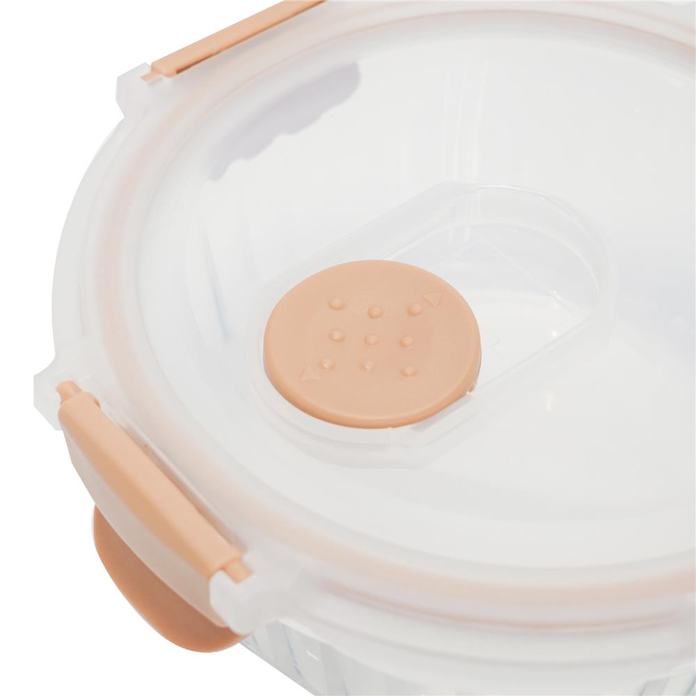 กล่องอาหารแก้วกลม KECH RUSSELL 0.4 ลิตร สีพีช