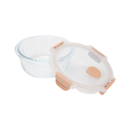 กล่องอาหารแก้วกลม KECH RUSSELL 0.4 ลิตร สีพีช_3