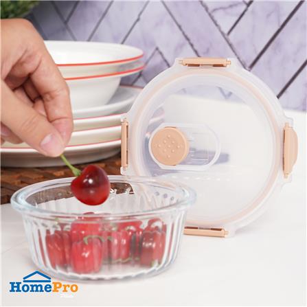 กล่องอาหารแก้วกลม KECH RUSSELL 0.4 ลิตร สีพีช_6