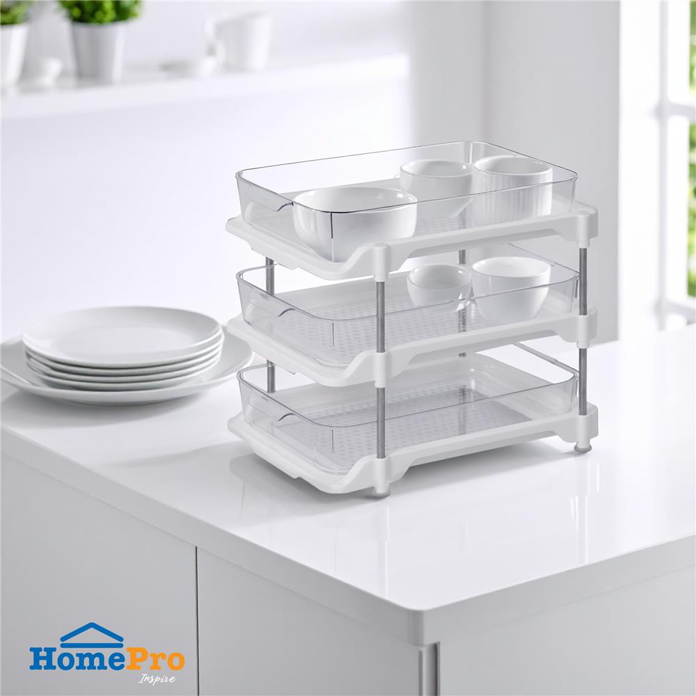 ชั้นวางของพร้อมถาดใส 3 ชั้น KECH BRINK 24X34X28.5 ซม.