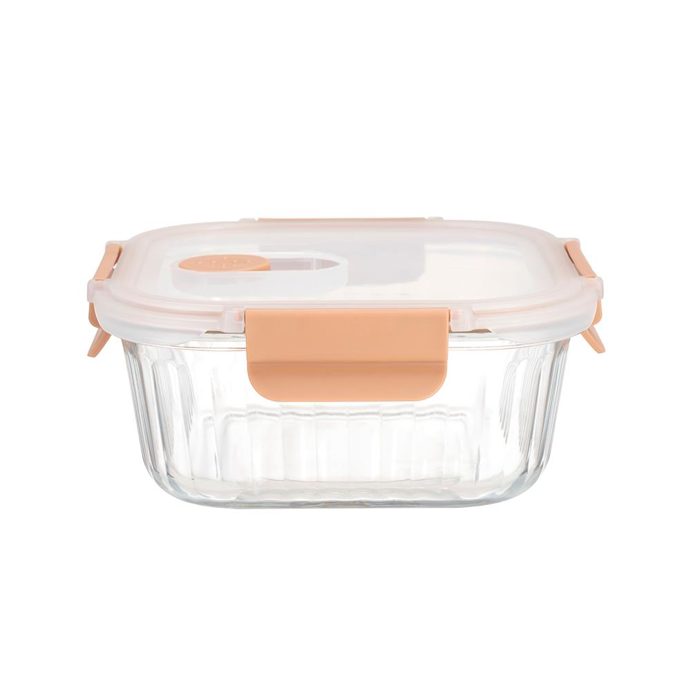กล่องอาหารแก้วเหลี่ยม KECH RUSSELL 0.8 ลิตร สีพีช