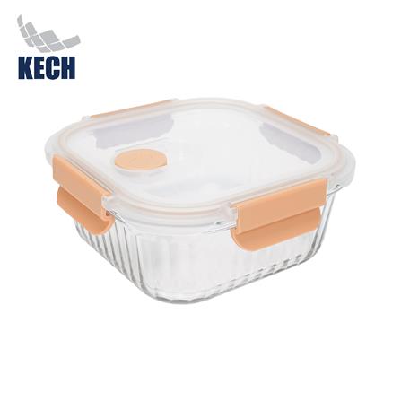 กล่องอาหารแก้วเหลี่ยม KECH RUSSELL 0.8 ลิตร สีพีช_1