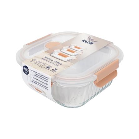 กล่องอาหารแก้วเหลี่ยม KECH RUSSELL 0.8 ลิตร สีพีช_5