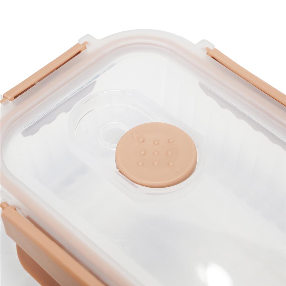 กล่องอาหารแก้วเหลี่ยม KECH RUSSELL 0.37 ลิตร สีพีช