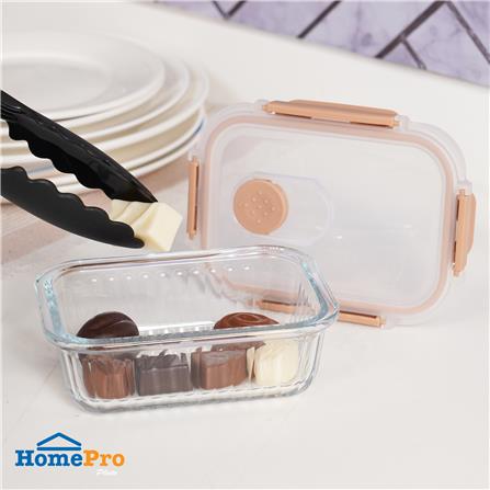 กล่องอาหารแก้วเหลี่ยม KECH RUSSELL 0.37 ลิตร สีพีช_5