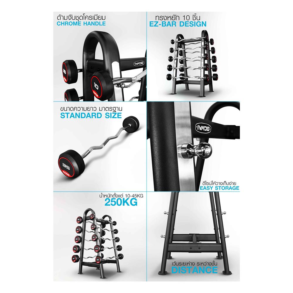 ชุดบาร์เบลแกนหยัก IVADE 10-45 กก. (10 ชิ้น)