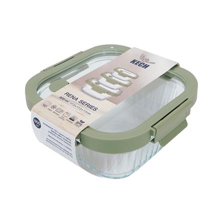 กล่องอาหารแก้วเหลี่ยม KECH RENA 0.8 ลิตร สีเทา_5