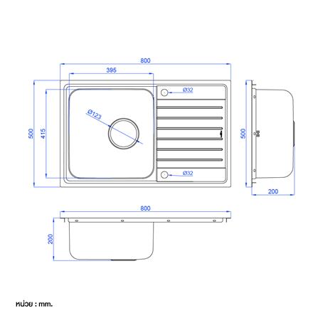 ซิงค์ฝัง 1 หลุม 1 ที่พัก MEX DLC81 สีเงิน_7