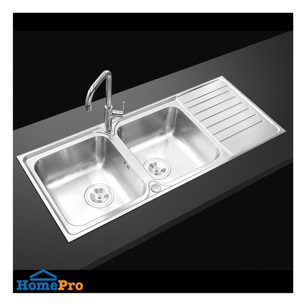 ซิงค์ฝัง 2 หลุม 1 ที่พัก MEX DLC202 สีเงิน