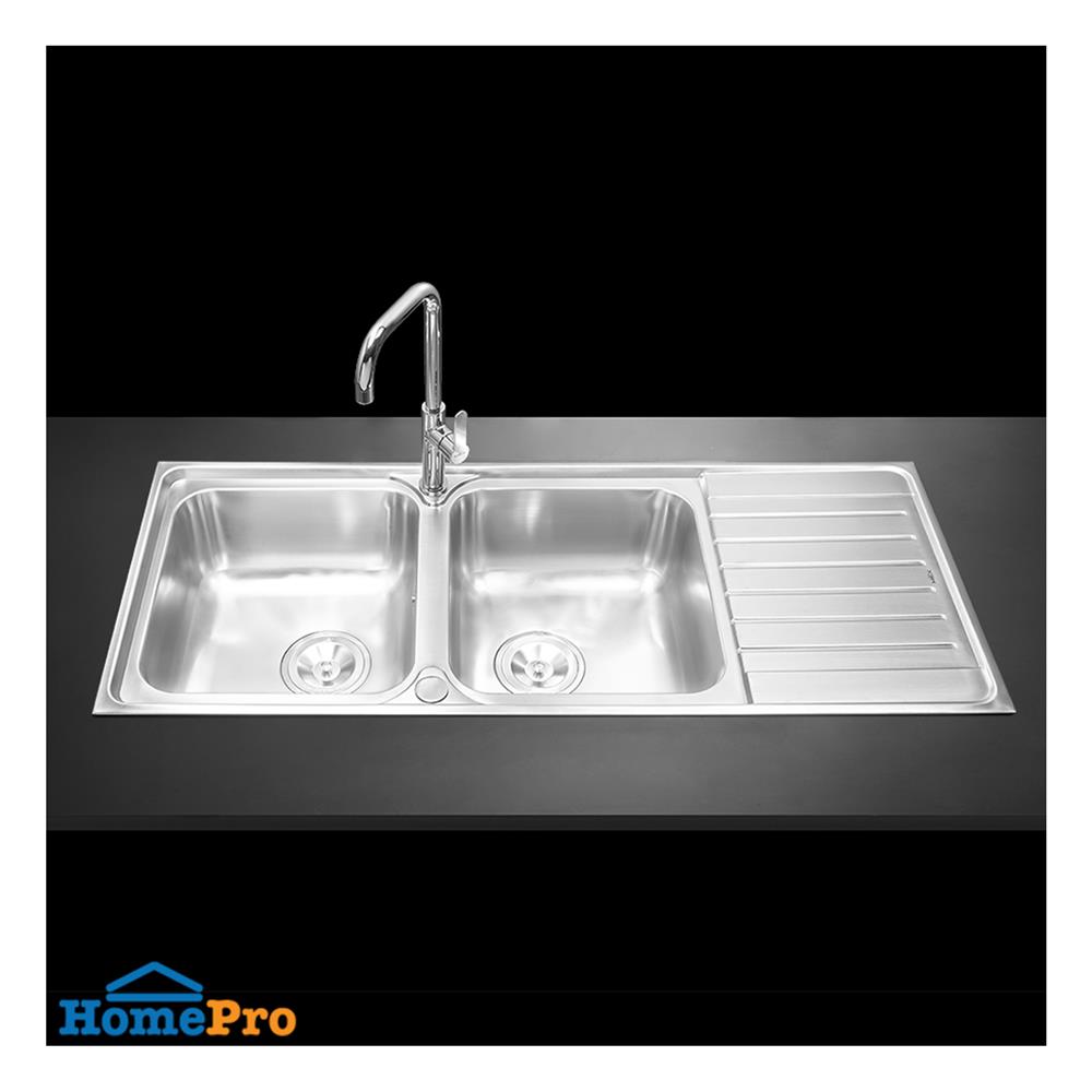 ซิงค์ฝัง 2 หลุม 1 ที่พัก MEX DLC202 สีเงิน