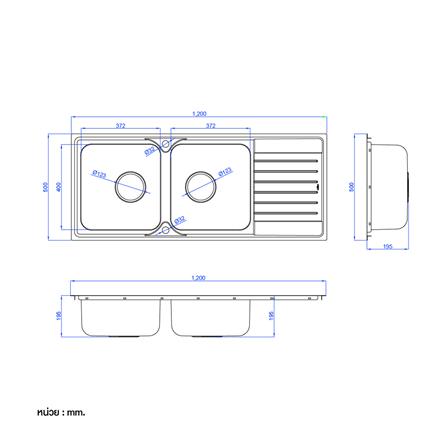ซิงค์ฝัง 2 หลุม 1 ที่พัก MEX DLC202 สีเงิน_5