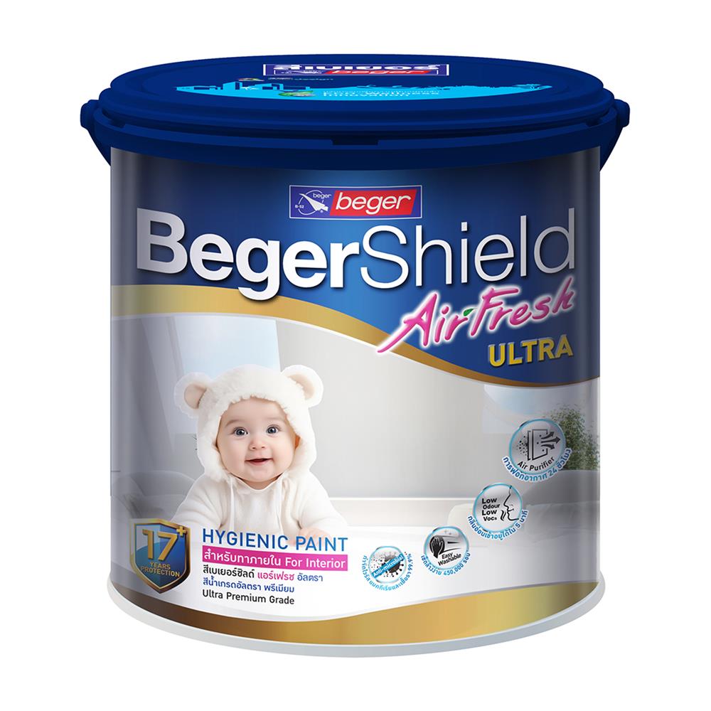 สีน้ำทาภายใน ชนิดกึ่งเงา BEGER BEGERSHIELD AIRFRESH ULTRA สีขาว BASE D 1 แกลลอน