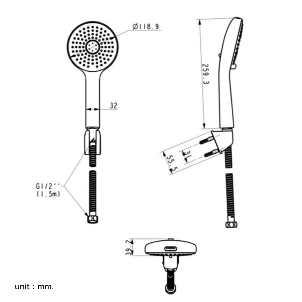 ชุดฝักบัวสายอ่อน 3 ระดับ AMERICAN STANDARD A-6018-CH-A