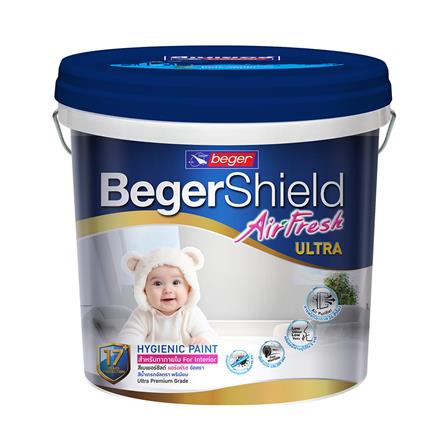 สีน้ำทาภายใน ชนิดกึ่งเงา BEGER BEGERSHIELD AIRFRESH ULTRA สีขาว BASE B 2.5 แกลลอน_0