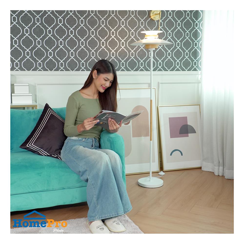 ไฟตั้งพืื้น CARINI F249221 สีขาว/ลายไม้ 1 หัว