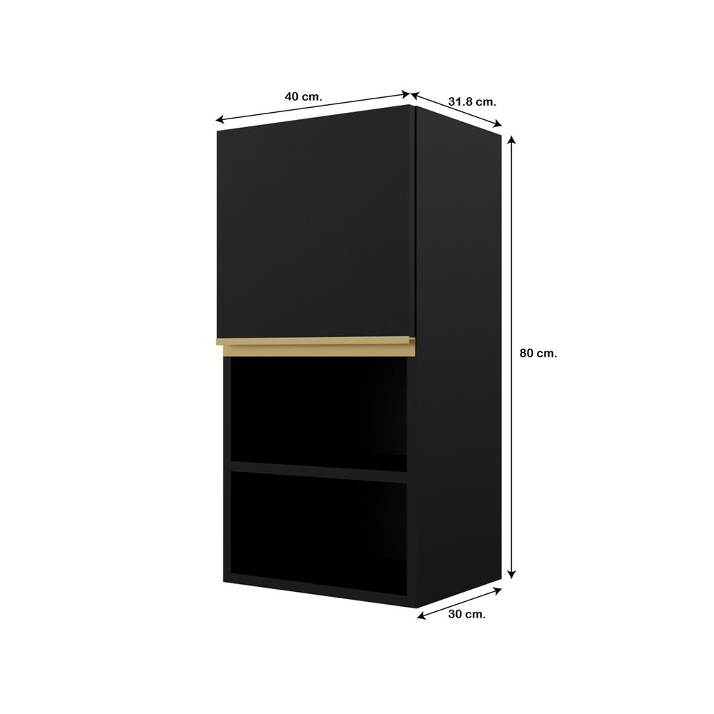 ตู้แขวนเดี่ยวเรียบช่องโล่ง S1 JUPITER JUVENTAS 40x80 ซม. สีดำ